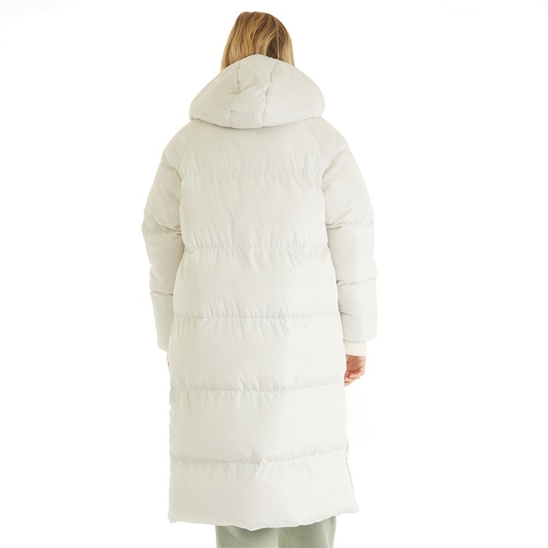 Bench Womens Dans Long Hooded Puffer Jacket Winter White