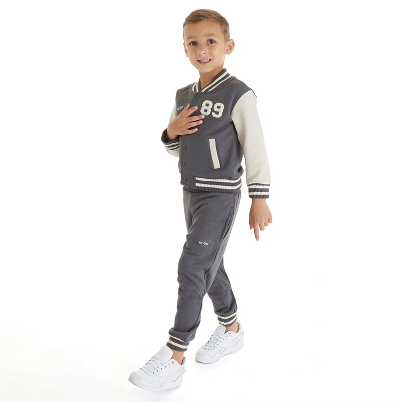 Bench Boys Varsity Jacket And Joggers Set Grey