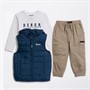 Bench Boys Puffer Gilet T-Shirt And Cargo Trousers Set White