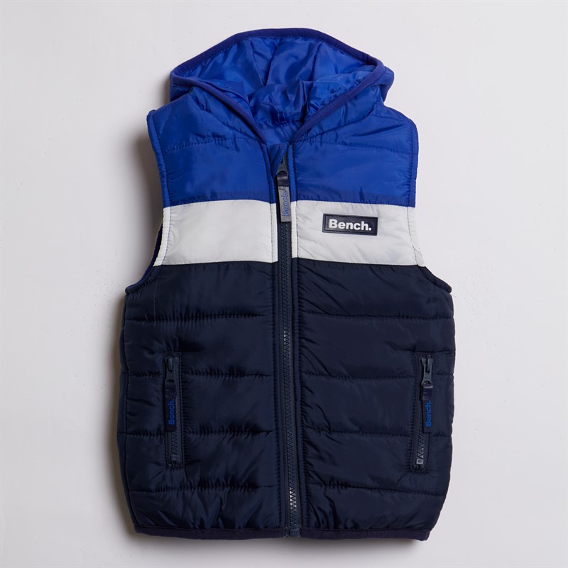 Bench Boys Puffer Gilet T-Shirt And Jeans Set Blue