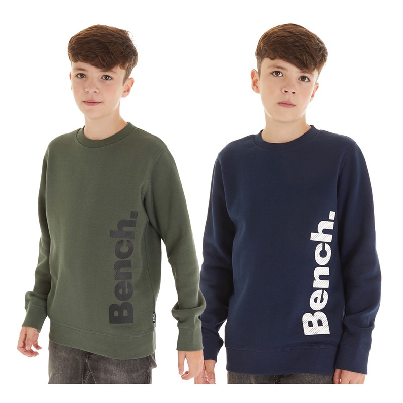 Bench Boys Mussan Two Pack Crew Sweatshirts Navy/Khaki