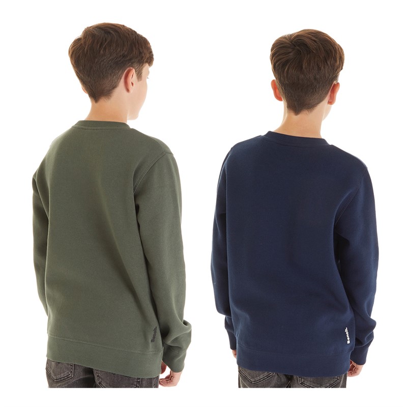 Bench Boys Mussan Two Pack Crew Sweatshirts Navy/Khaki