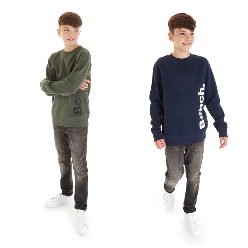 Bench Boys Mussan Two Pack Crew Sweatshirts Navy/Khaki