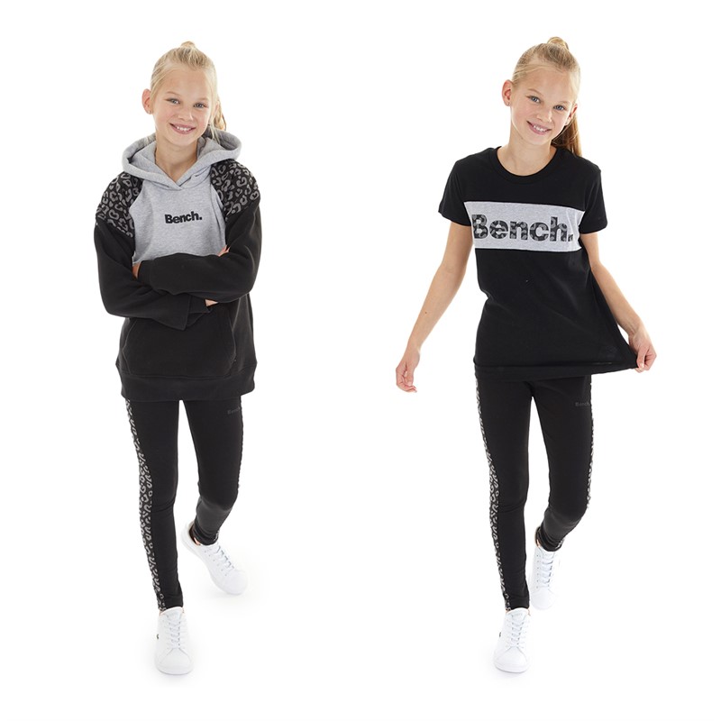 Bench Girls Leal T-Shirt And Tracksuit Set Black