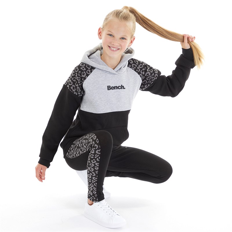 Bench Girls Leal T-Shirt And Tracksuit Set Black