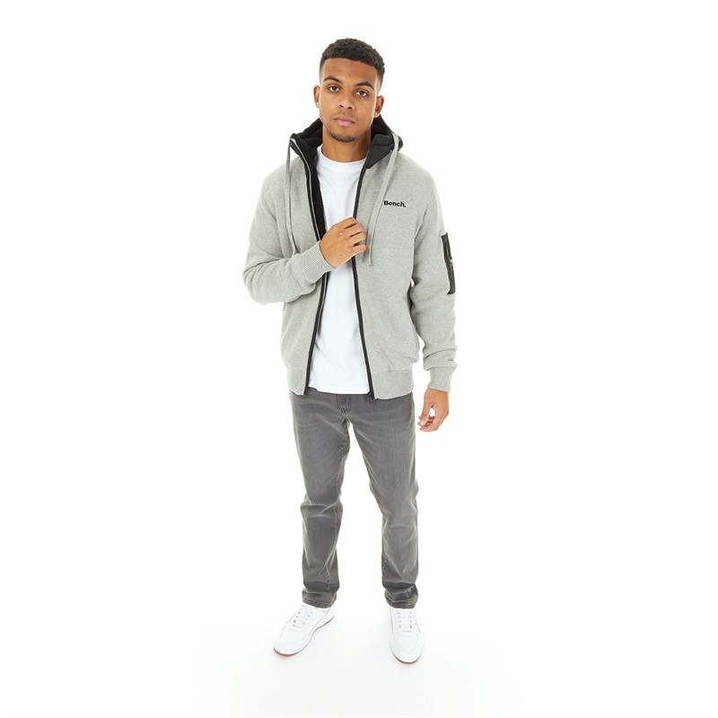 Bench Mens Avett Knitted Hoodie Grey Marl