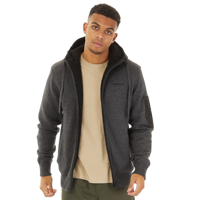 Bench Mens Avett Knitted Hoodie Charcoal Marl