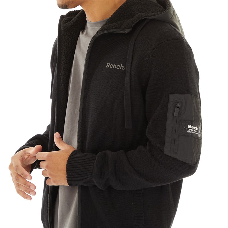 Bench Mens Avett Knitted Hoodie Black