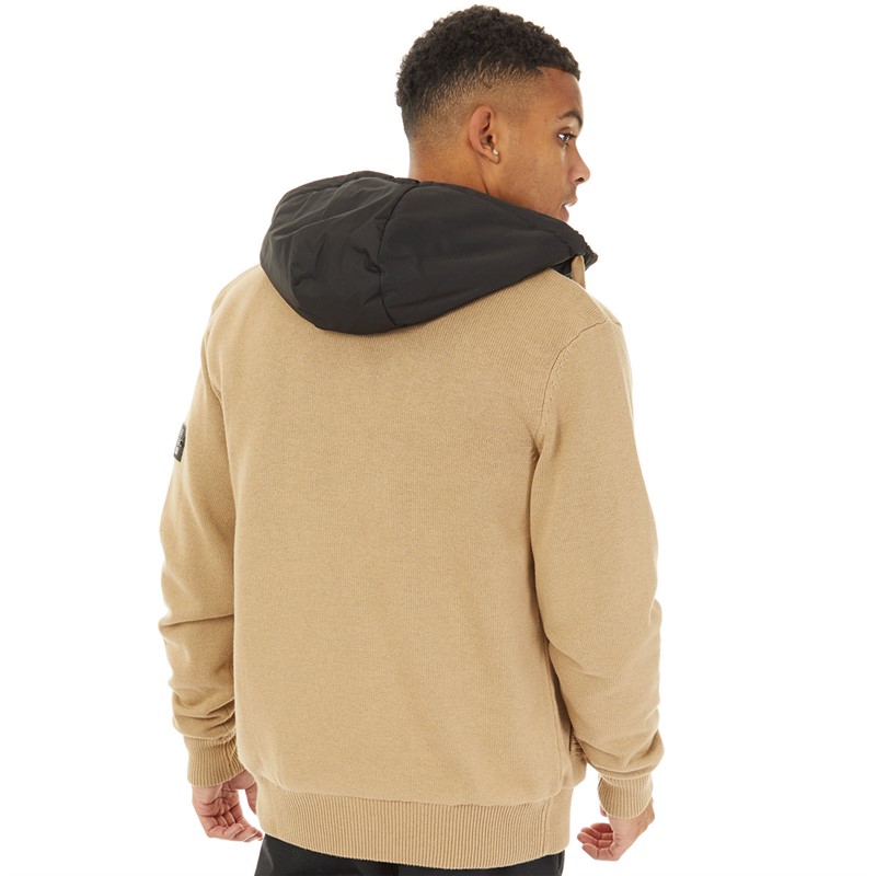 Bench Mens Minski Knitted Hoodie Stone