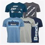 Bench Herre Stordon T-Shirts 5-pak Dustet Blågrøn/Frostgrå/Marineblå/Frostblå/Stålgrå