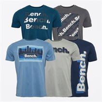 Bench Herren Stordon Fünf-Pack T-Shirts Staubig Türkis / Frost Grau / Marine / Frost Blau / Stahl Grau