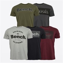 Bench Herren Wishaw 5er Pack T-Shirts Khaki/Burgund/Frost Grau/Schwarz/Dunkelgrau