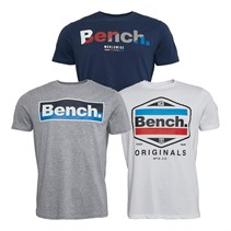 Bench Mens Canwell Three Pack T-Shirts Grey Marl/Navy/White