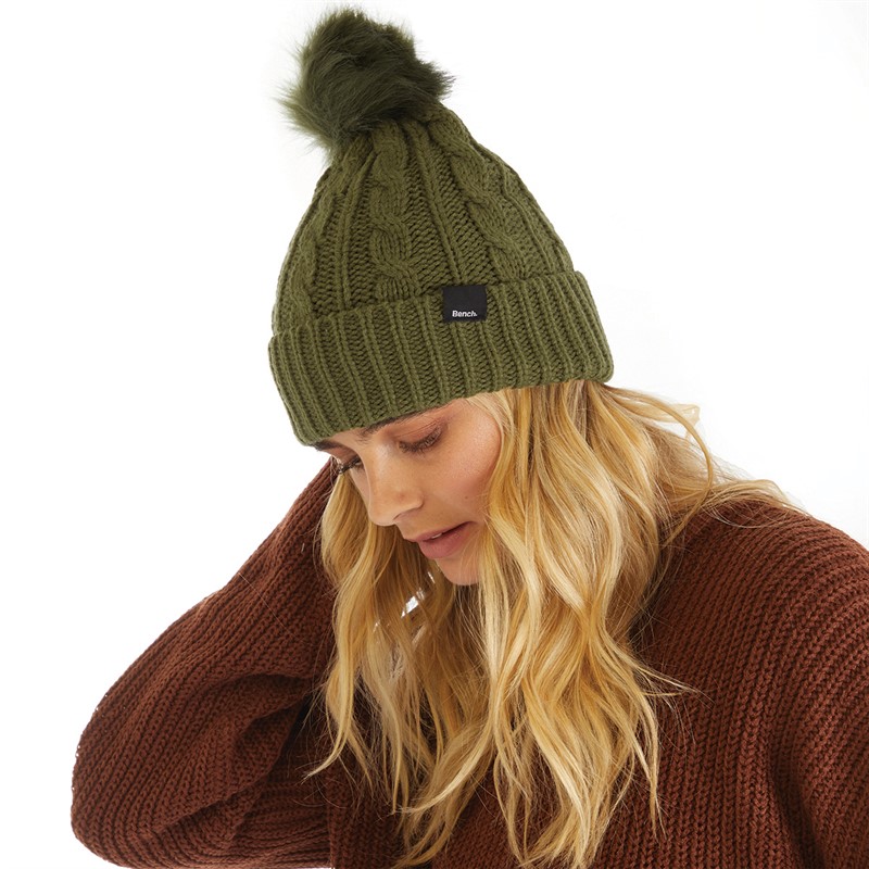 Bench Womens Ivanna Bobble Hat Washed Khaki