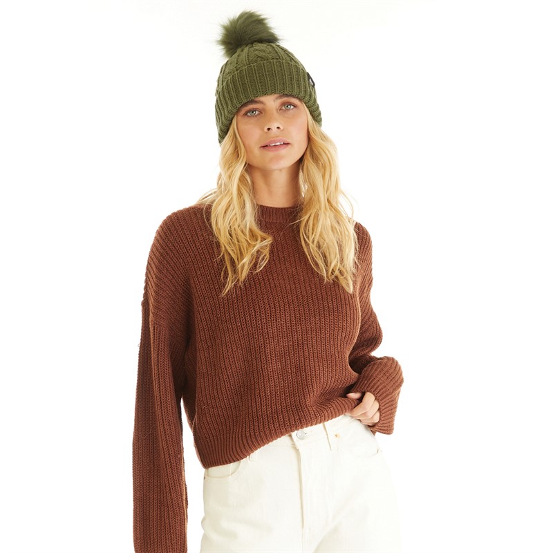 Bench Womens Ivanna Bobble Hat Washed Khaki