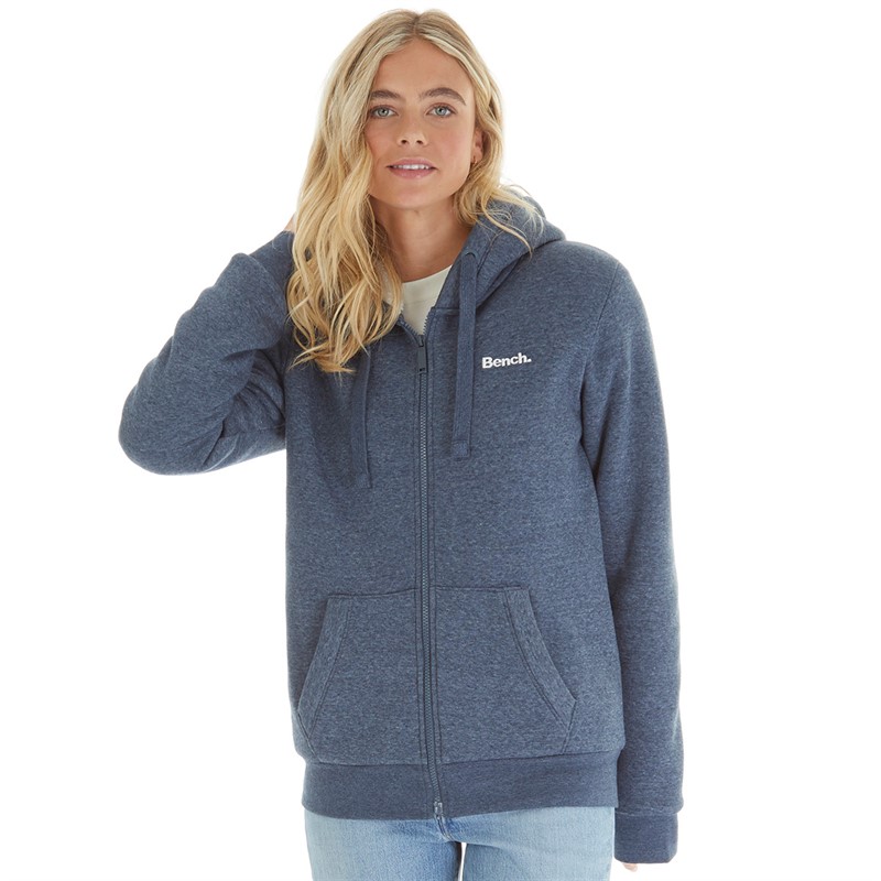 Bench Womens Mintz Teddy Lined Zip Thru Hoodie Navy Marl