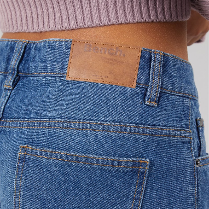 Bench Womens Maxina Wide Leg Jeans Mid Blue