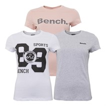 Bench Womens Zandina Three Pack T-Shirts Rose/White/Grey Marl