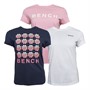 Bench T-Shirts Damen Harla 3er-Pack Hellrosa/Marine/Weiß