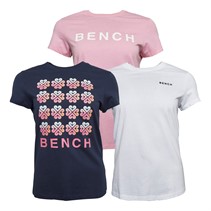 Bench lot de 3 T-shirts Harla Femme Rose vif/Marine/Blanc