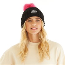 Bench Womens Lewwy Faux Fur Pom Hat Black