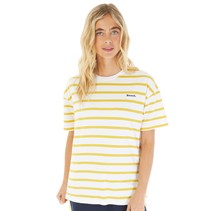 Bench Womens Kila T-Shirt White/Mustard Stripe