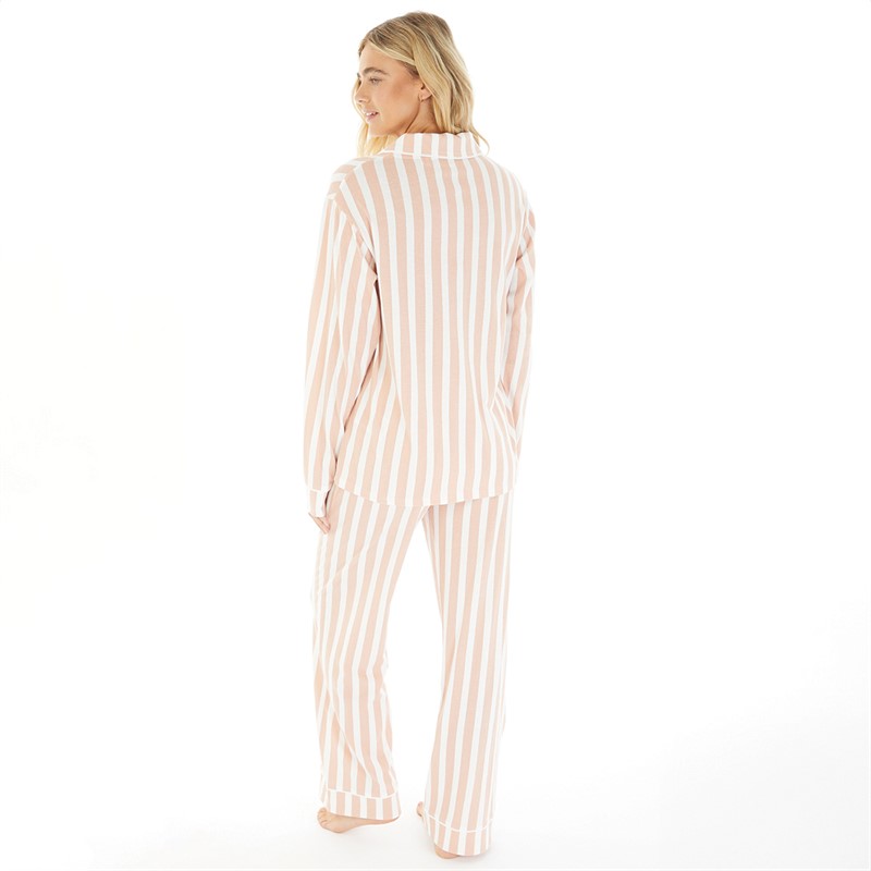 Bench Pyjama Femme Sieste Rose Poussiéreux/Rayures Blanches