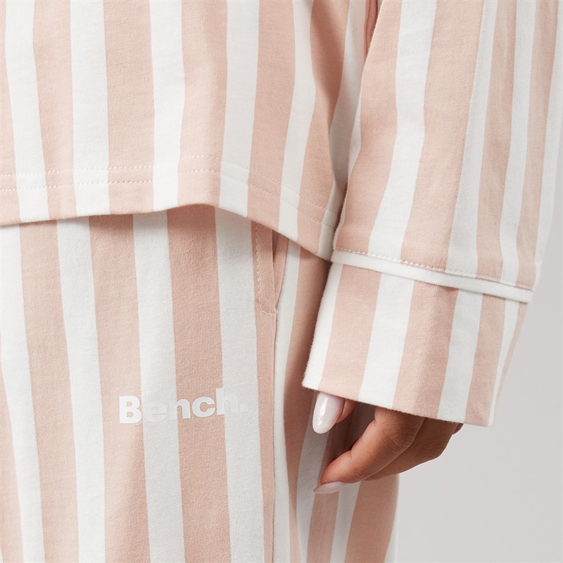 Bench Womens Siesta Pyjamas Dusky Pink/White Stripe