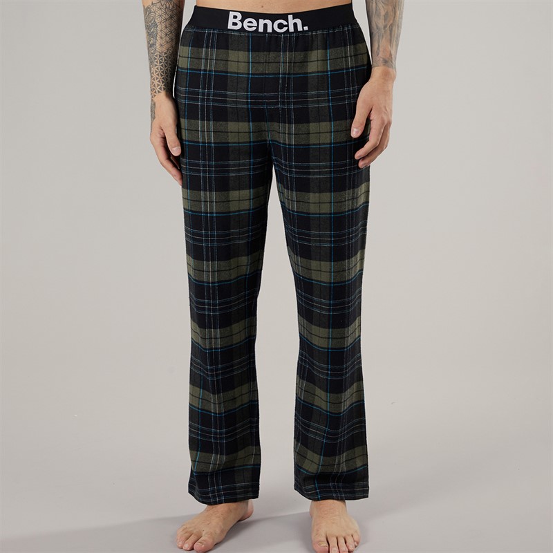 Bench Mens Gesho Flannel Check Lounge Pants Black/Khaki/Blue/White Check