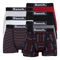 Bench Herre Nallum Syv Pakke Boxers Sort AOP/Sort/Mørkerød/Striber/Antracit Melange/Grå Melange/Hvid