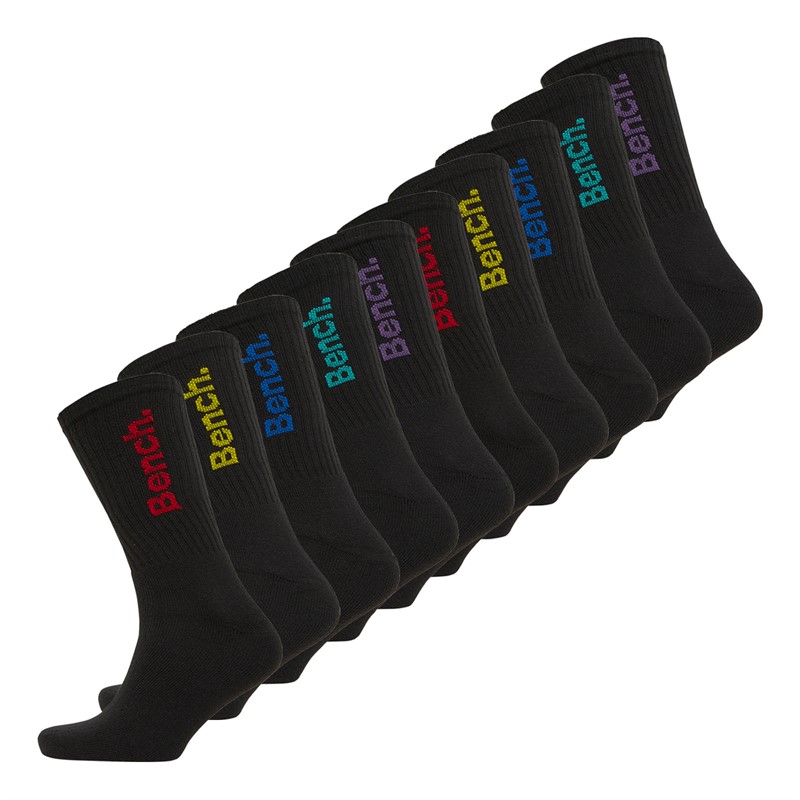 Bench Mens Axon Ten Pack Sport Crew Socks Black/Multi