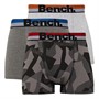 Bench Herren Malas Boxershorts 3er-Pack Geometrisches Tarnmuster/Anthrazit meliert/Grau meliert