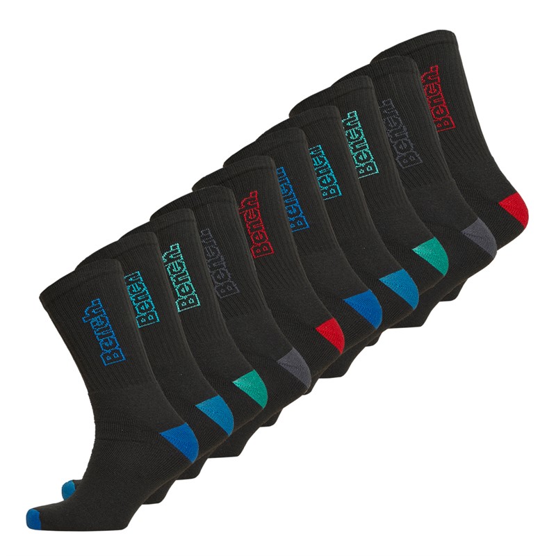 Bench Mens Atlasten Ten Pack Sport Crew Socks Black/Multi