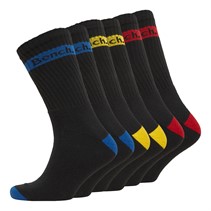 Bench Mens Dusk Six Pack Crew Socks Black/Red/Yellow/Royal