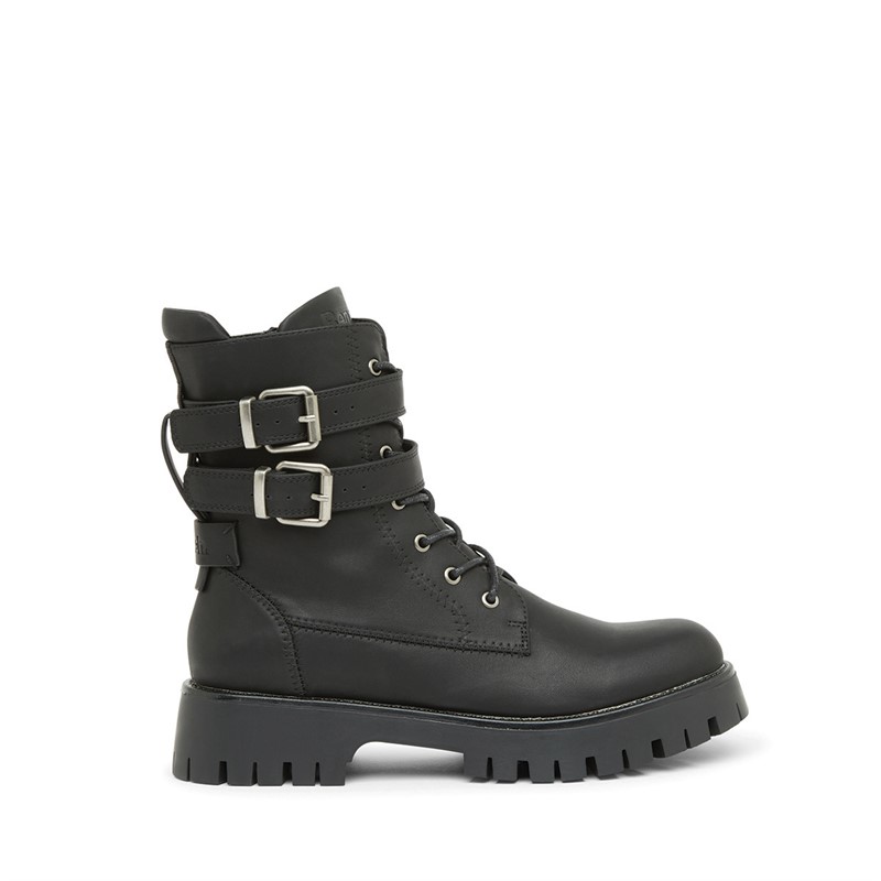 Bench Womens Tatton Buckled Biker Boots Black