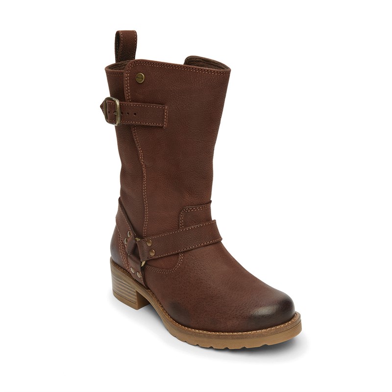 Bench Womens Wardour Buckled Biker Boots Brown