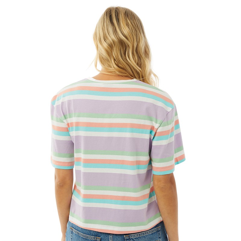 Bench Womens Sharni T-Shirt Purple Stripe