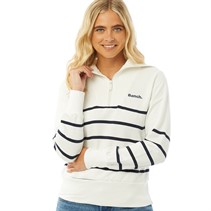 Bench Womens Nara 1/4 Sweatshirt White Stripe