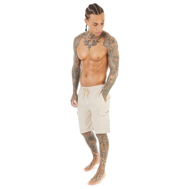 Bench Mens Shallis Cargo Swim Shorts Stone