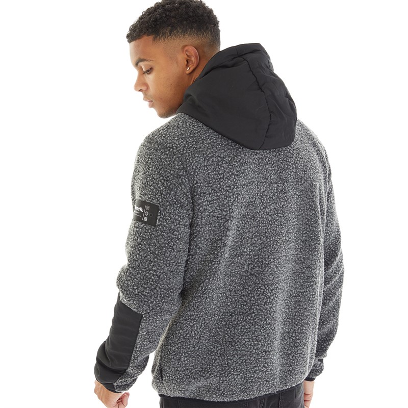 Bench Herren Fleece Hoodie mit Reißverschluss Marezi Schwarz