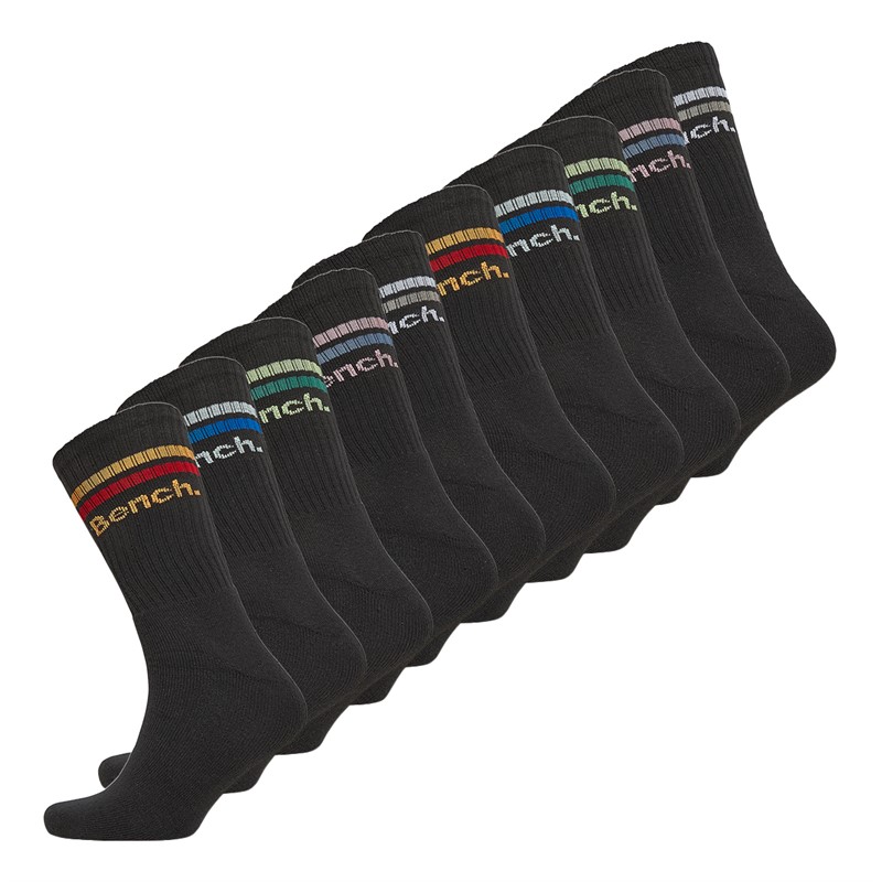 Bench Mens Techi Ten Pack Crew Socks Black