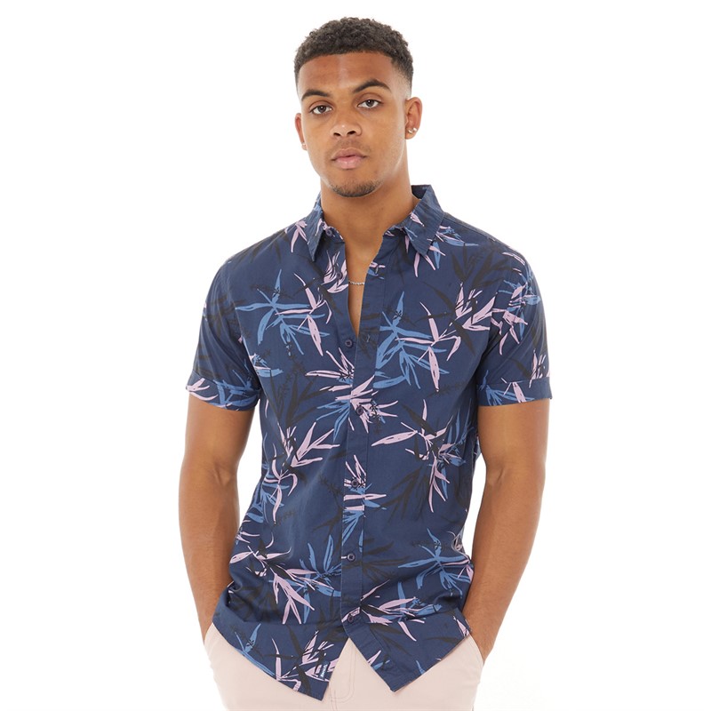 Bench Chemise à manches courtes Homme Intimo Bleu Marine à Fleurs