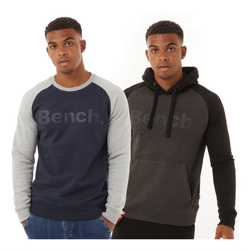 Bench Sweat-Shirt à Capuche et sweat-shirt à col rond Klesmo homme, lot de plusieurs, Gris chiné/marine