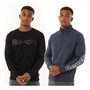Bench Heren Gefson 1/4 Zip Sweatshirt en Langarm Top Multipack Set Marine Melange/Zwart