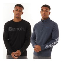 Bench Herren Gefson 1/4 Zip Sweatshirt und Langarm Oberteil Multipack Set Marine Melange/Schwarz