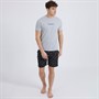 Bench Mens Holney T-Shirt And Shorts Loungewear Set Black AOP/Grey Marl