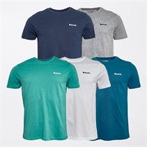 Bench Mens Latta Five Pack T-Shirts Navy/Petrol Blue/White/Sea Green/Grey Marl