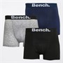Bench Mens Tipley Three Pack Boxers Black/Navy/Grey Marl