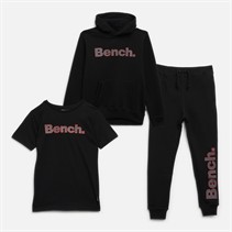 Bench Boys Pozit Three Pack T-Shirt Hoodie And Joggers Set Black