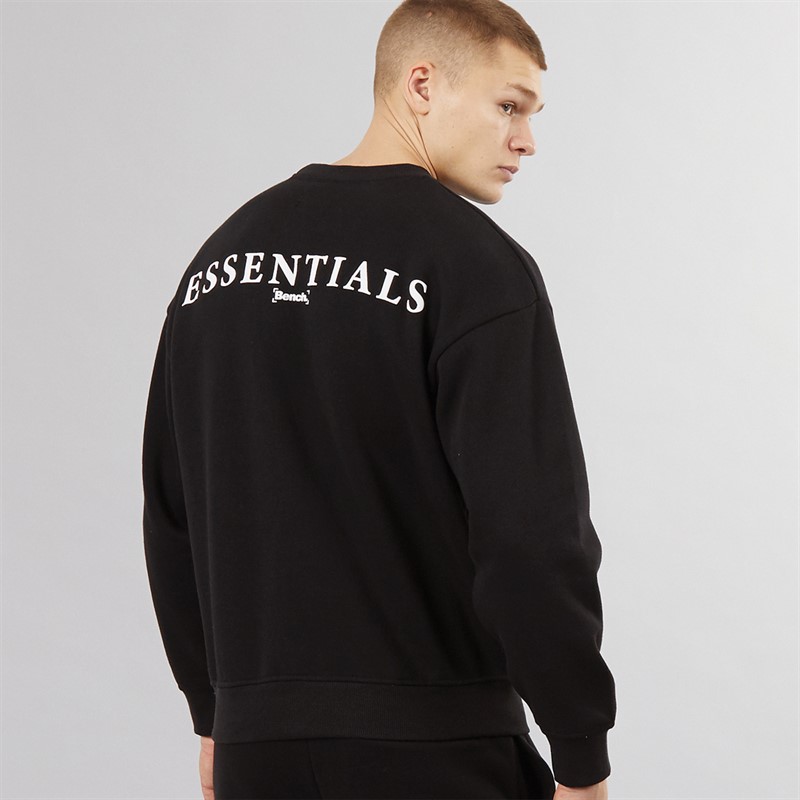 Bench Mens Votilo Oversized Crew Neck Sweatshirt Black